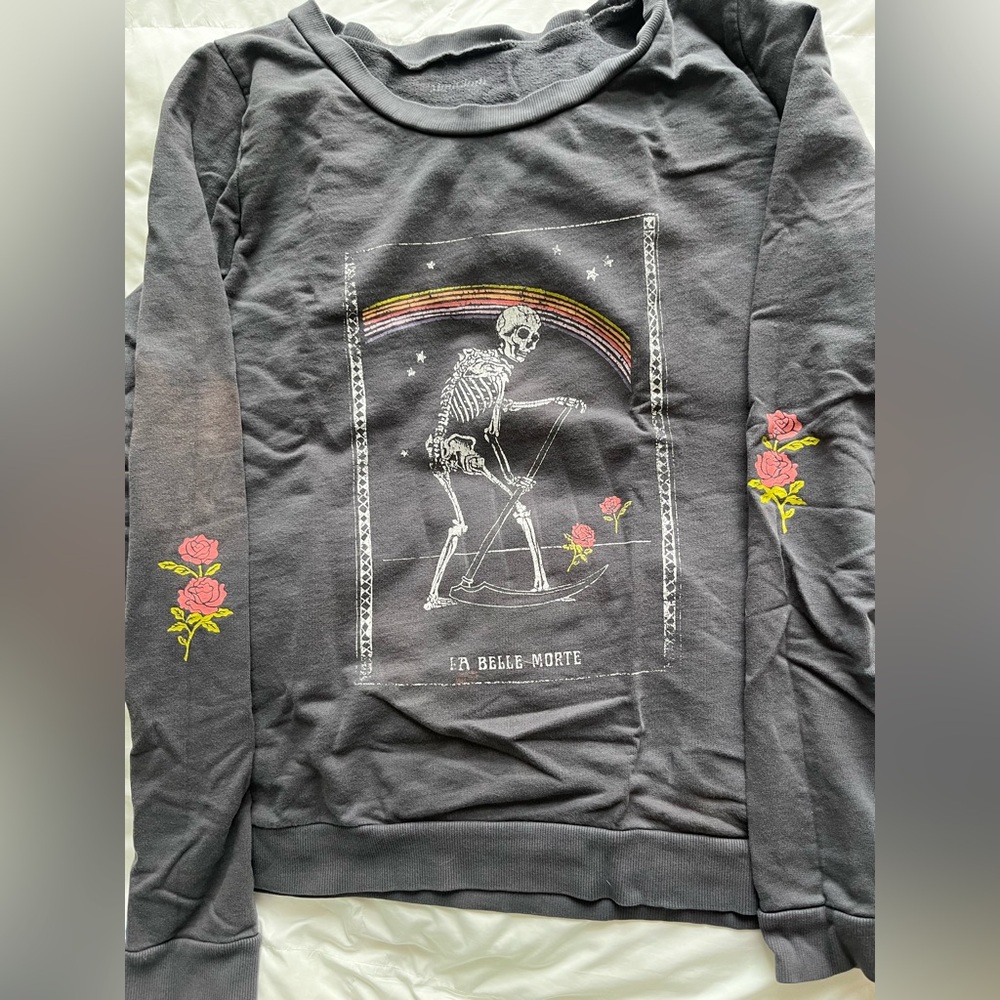 Dark Gray Skeleton Graphic Sweatshirt